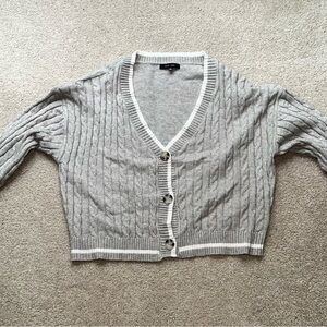 Love Tree Light Gray Cable Knit Cardigan